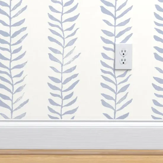 Pre-Pasted Wallpaper 2FT Wide Blue Vines Leaf Cream Botanical Plants Leaves Coastal Nautical Seaweed Sky Baby Boy Custom Pre-pasted Wallpaper by Spoonflower {4}