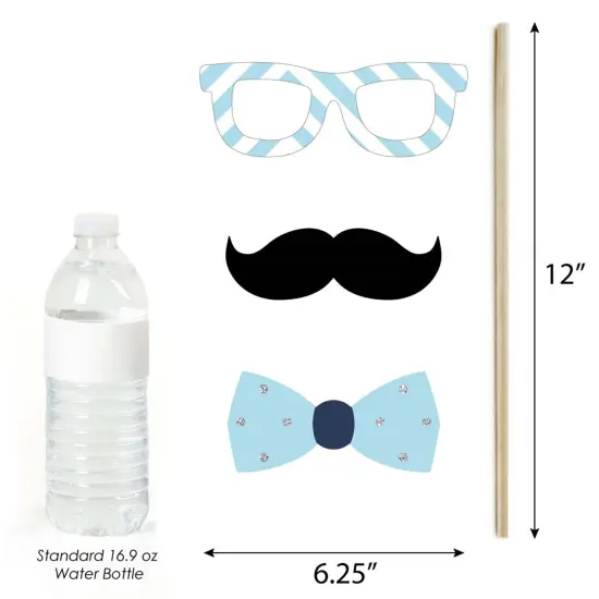 Big Dot of Happiness Hello Little One - Blue and Silver - Boy Baby Shower Photo Booth Props Kit - 20 Count {6}