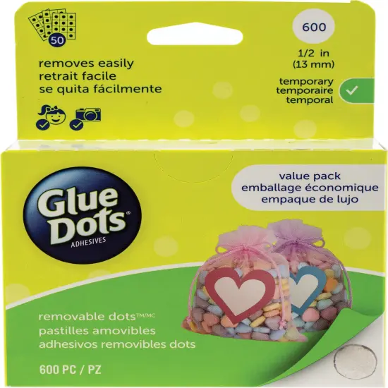 Multipack of 4 - Glue Dots .5" Dot Sheets Value Pack-Removeable, 600 Clear Dots {2}