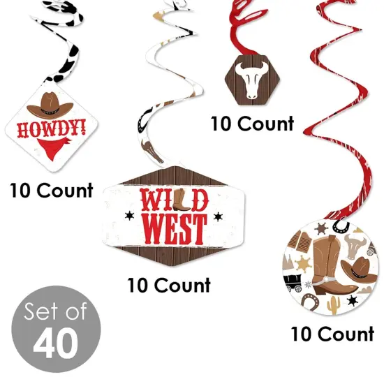 Big Dot of Happiness Western Hoedown - Wild West Cowboy Party Hanging Decor - Party Decoration Swirls - Set of 40 {6}
