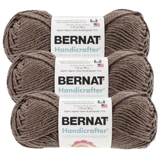 (Pack of 3) Bernat Handicrafter Cotton Yarn - Solids-Warm Brown {1}