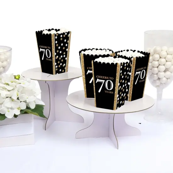 Big Dot of Happiness Adult 70th Birthday - Gold - Birthday Party Favor Popcorn Treat Boxes - Set of 12 {4}