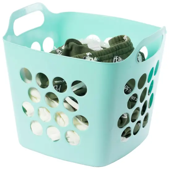 Flexible Plastic Laundry Basket - Square Storage Hamper with Side Handles for Easy Carrying - Versatile Organizer for Laundry, and Household Storage Small Purple {7}