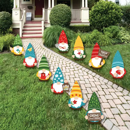 Big Dot of Happiness Garden Gnomes - Lawn Decorations - Outdoor Forest Gnome Party Yard Decorations - 10 Piece {1}