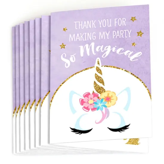 Big Dot of Happiness Rainbow Unicorn - Magical Unicorn Baby Shower or Birthday Party Thank You Cards (8 count) {3}
