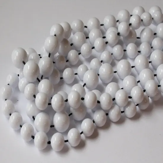 2 White Fused String Vintage Necklaces 46 Inch Beaded Princess Length Necklace {5}