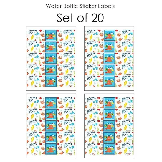 Big Dot of Happiness Under the Sea Critters - Baby Shower or Birthday Party Water Bottle Sticker Labels - Set of 20 {4}