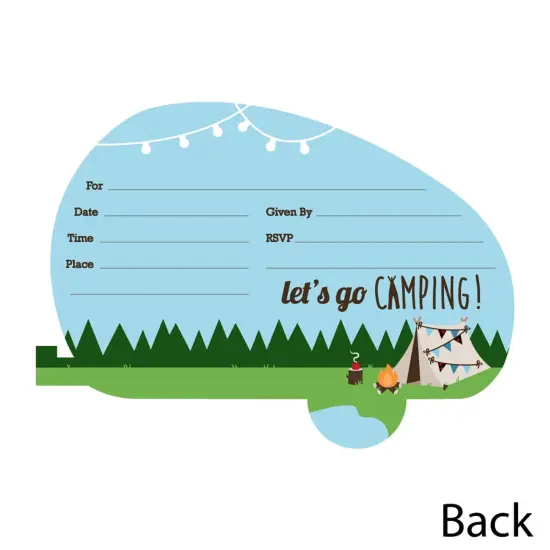 Big Dot of Happiness Happy Camper - Shaped Fill-In Invitations - Camping Baby Shower or Birthday Party Invitation Cards with Envelopes - Set of 12 {4}