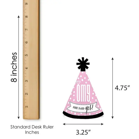 Big Dot of Happiness Omg, You're Getting Married - Mini Cone Engagement Party Hats - Small Little Party Hats - Set of 8 {7}