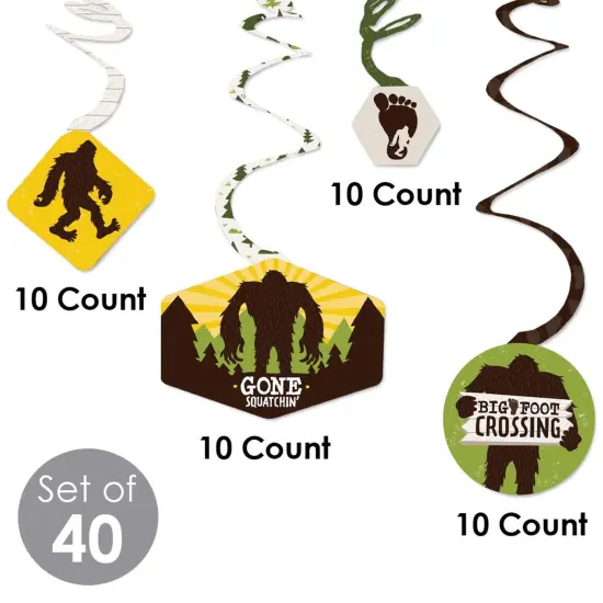 Big Dot of Happiness Sasquatch Crossing - Bigfoot Party or Birthday Party Hanging Decor - Party Decoration Swirls - Set of 40 {6}
