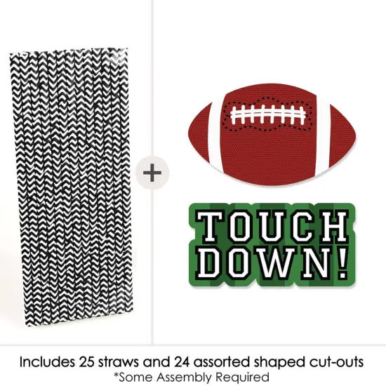 Big Dot of Happiness End Zone - Football Paper Straw Decor - Baby Shower or Birthday Party Striped Decorative Straws - Set of 24 {4}