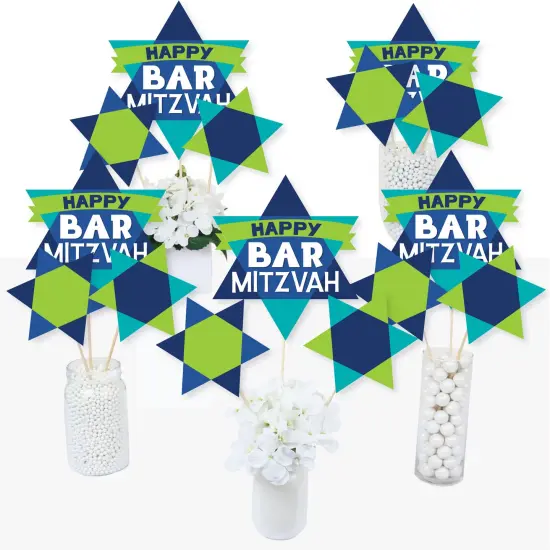 Big Dot of Happiness Blue Bar Mitzvah - Boy Party Centerpiece Sticks - Table Toppers - Set of 15 {3}
