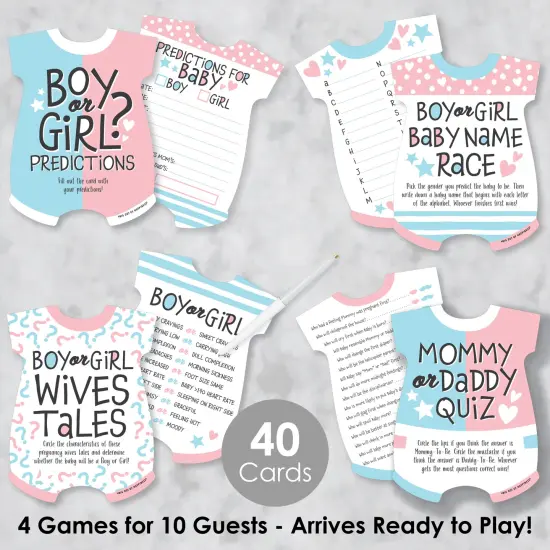Big Dot of Happiness Baby Gender Reveal - 4 Team Boy or Girl Party Games - 10 Cards Each - Gamerific Bundle {3}