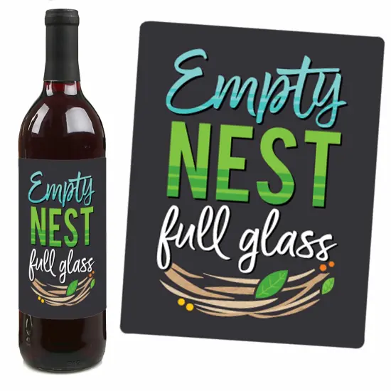 Big Dot of Happiness Empty Nesters - Empty Nest Party Decorations for Women and Men - Wine Bottle Label Stickers - Set of 4 {4}