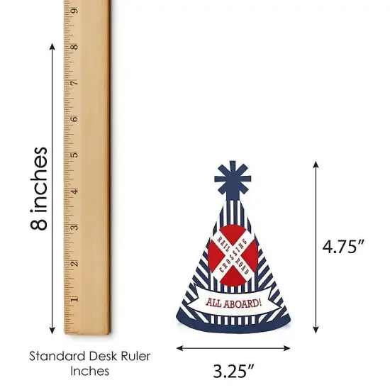 Big Dot of Happiness Railroad Party Crossing - Mini Cone Steam Train Birthday Party or Baby Shower Hats - Small Little Party Hats - Set of 8 {7}