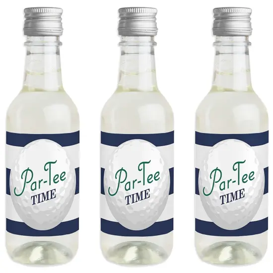 Big Dot of Happiness Par-Tee Time - Golf - Mini Wine and Champagne Bottle Label Stickers - Birthday or Retirement Party Favor Gift - Set of 16 {1}