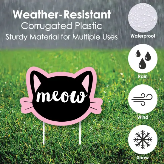 Big Dot of Happiness Purr-fect Kitty Cat - Yard Sign and Outdoor Lawn Decorations - Kitten Meow Baby Shower or Birthday Party Yard Signs - Set of 8 {4}