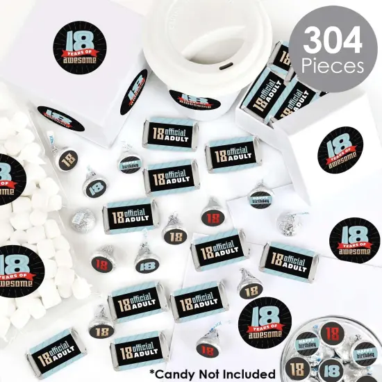 Big Dot of Happiness Boy 18th Birthday - Eighteenth Birthday Party Candy Favor Sticker Kit - 304 Pieces {3}