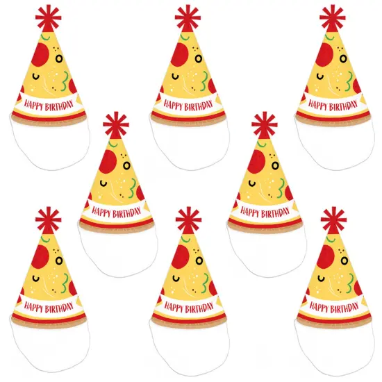 Big Dot of Happiness Pizza Party Time - Cone Happy Birthday Party Hats for Kids and Adults - Set of 8 (Standard Size) {7}