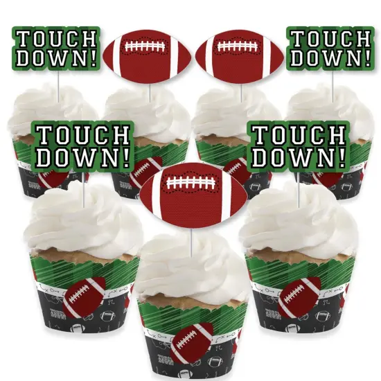 Big Dot of Happiness End Zone - Football - Cupcake Decoration - Baby Shower or Birthday Party Cupcake Wrappers and Treat Picks Kit - Set of 24 {1}
