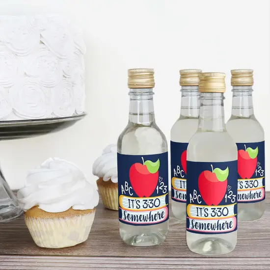 Big Dot of Happiness Back to School - Mini Wine and Champagne Bottle Label Stickers - First Day of School Teacher Appreciation Favor Gift - Set of 16 {4}