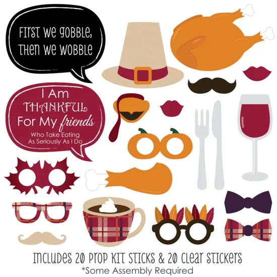 Big Dot of Happiness Friends Thanksgiving Feast - Friendsgiving Photo Booth Props Kit - 20 Count {3}
