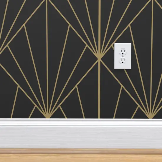 Peel & Stick Wallpaper 2FT Wide Art Deco Pattern Pyramid Triangle Modern Black And Gold Diamond Custom Removable Wallpaper by Spoonflower {4}