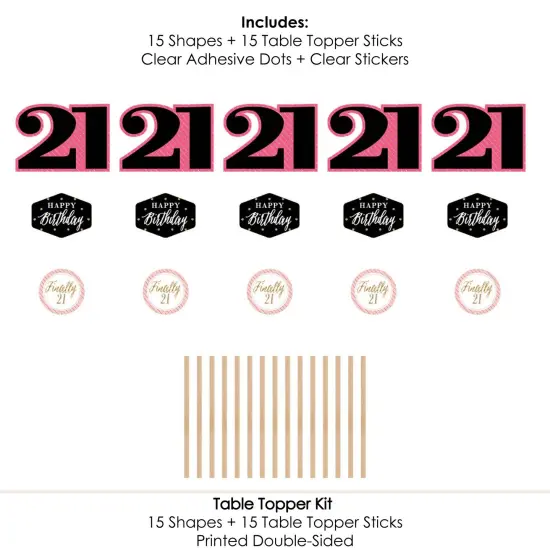 Big Dot of Happiness Finally 21 Girl - 21st Birthday Party Centerpiece Sticks - Table Toppers - Set of 15 {7}