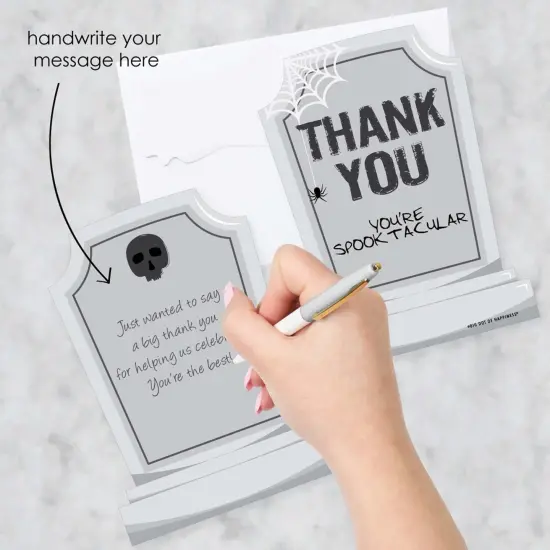 Big Dot of Happiness Graveyard Tombstones - Shaped Thank You Cards - Halloween Party Thank You Note Cards with Envelopes - Set of 12 {3}