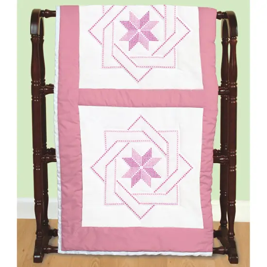 Jack Dempsey Stamped White Quilt Blocks 18"X18" 6/Pkg-Woven Star {3}