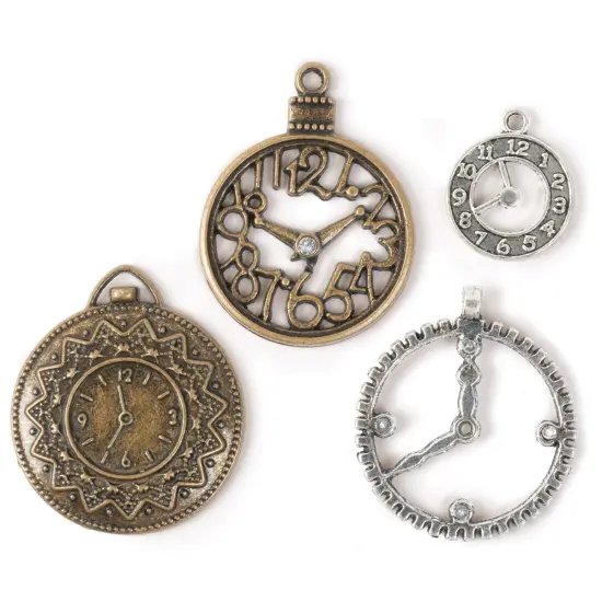 Solid Oak Steampunk Metal Accents 4/Pkg-Clocks 1 {2}