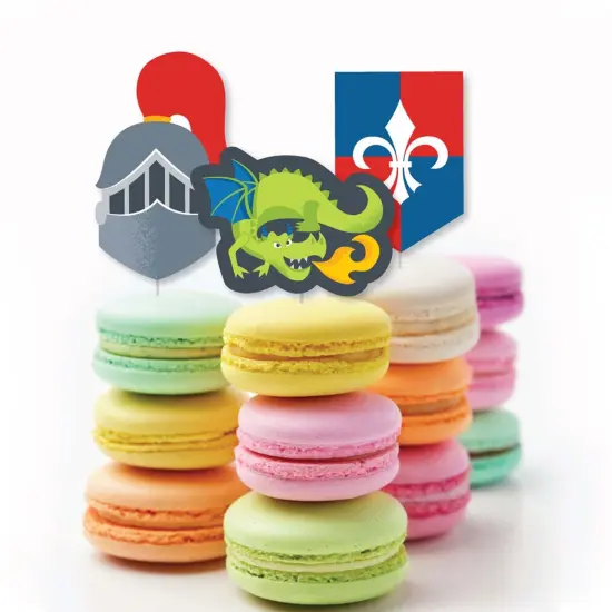 Big Dot of Happiness Calling All Knights and Dragons - Dessert Cupcake Toppers - Medieval Party or Birthday Party Clear Treat Picks - Set of 24 {6}