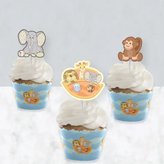 Big Dot of Happiness Noah's Ark - Cupcake Decoration - Baby Shower Cupcake Wrappers and Treat Picks Kit - Set of 24 {4}