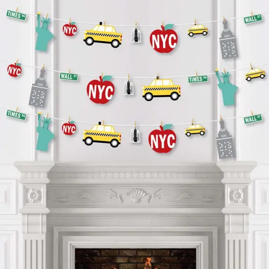 Big Dot of Happiness NYC Cityscape - New York City Party DIY Decorations - Clothespin Garland Banner - 44 Pieces {4}