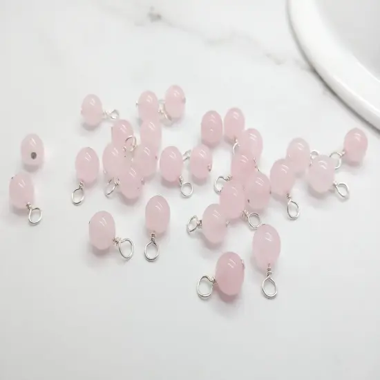 Rose Quartz 6mm Bead Dangles, Small Gemstone Charms, 10 pieces, Adorabilities {3}