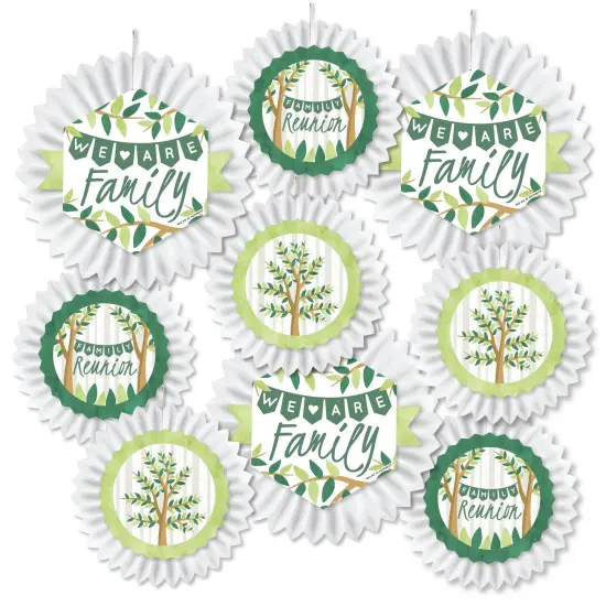 Big Dot of Happiness Family Tree Reunion - Hanging Family Gathering Party Tissue Decoration Kit - Paper Fans - Set of 9 {3}