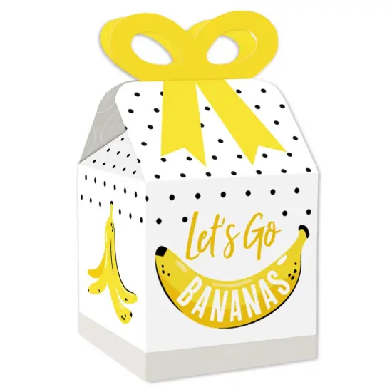 Big Dot of Happiness Let's Go Bananas - Square Favor Gift Boxes - Tropical Party Bow Boxes - Set of 12 {1}