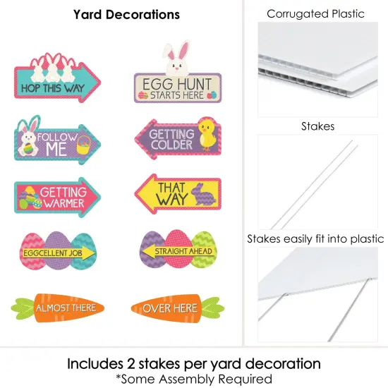 Big Dot of Happiness Easter Egg Hunt Arrow Yard Signs - Outdoor Easter Bunny Yard Decorations - 10 Piece {7}