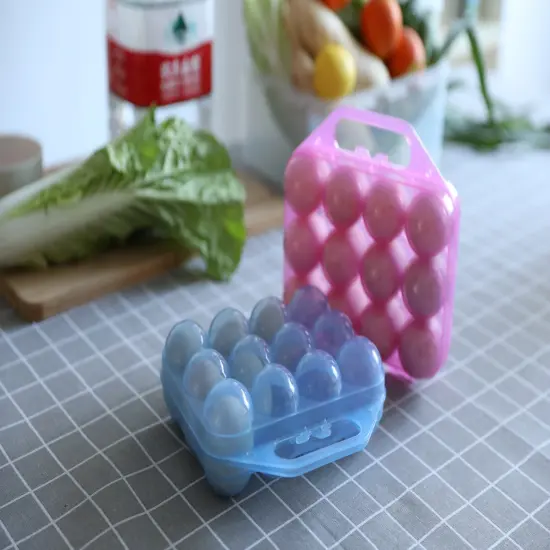 Clear Plastic Egg Carton, 12 Egg Holder Carrying Case with Handle Multi {9}