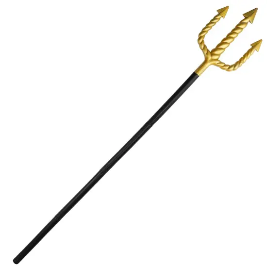 Gold Trident Costume Accessory - Golden Pitchfork Spear Toy Prop Weapon Staff Accessories for Adults and Kids Costumes {1}