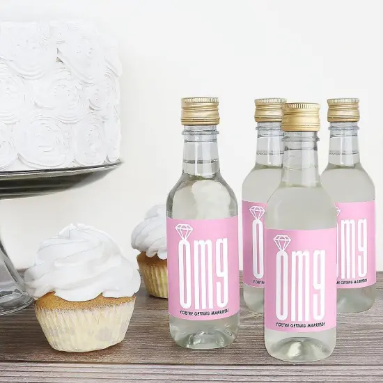 Big Dot of Happiness Omg, You're Getting Married - Mini Wine & Champagne Bottle Label Stickers - Engagement Party Favor Gift - Set of 16 {3}