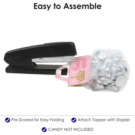 Big Dot of Happiness Little Princess Crown Pink & Gold Princess Baby Shower or Birthday Party Clear Goodie Favor Labels Candy Bags with Toppers 24 Ct {6}