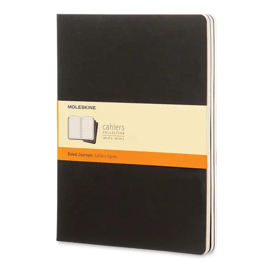 Moleskine Cahier Journals - 9-3/4" x 7-1/2", Ruled, Black, Pkg of 3 {1}