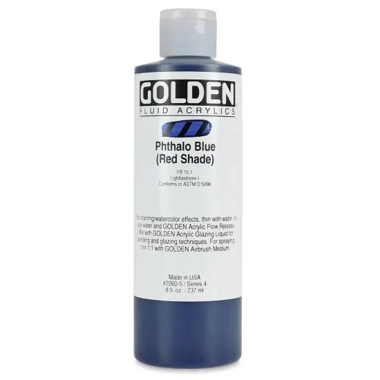 Golden Fluid Acrylics - Phthalo Blue (Red Shade), 8 oz bottle {1}