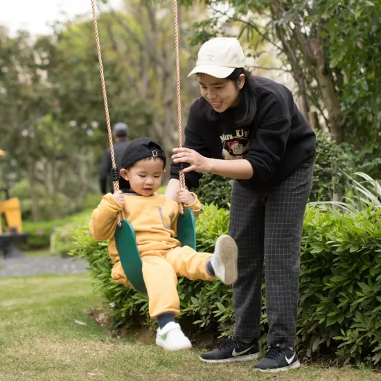Outdoor Playground Kids Heavy Duty Swing Seat, EVA Belt Swing with Rope for All Ages Green {3}