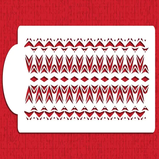 Aztec Cake Stencil Border | C907 by Designer Stencils | Cake Decorating Tools | Baking Stencils for Royal Icing, Airbrush, Dusting Powder | Reusable Plastic Food Grade Stencil for Cakes | Easy to Use & Clean Cake Stencil {3}