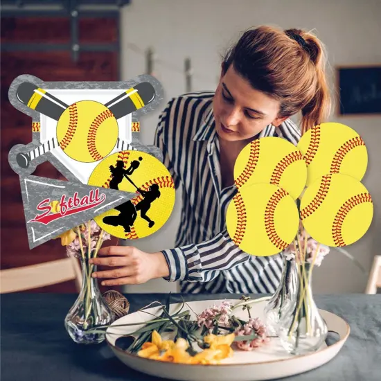 Big Dot of Happiness Grand Slam - Fastpitch Softball - Birthday Party or Baby Shower Centerpiece Sticks - Showstopper Table Toppers - 35 Pieces {4}