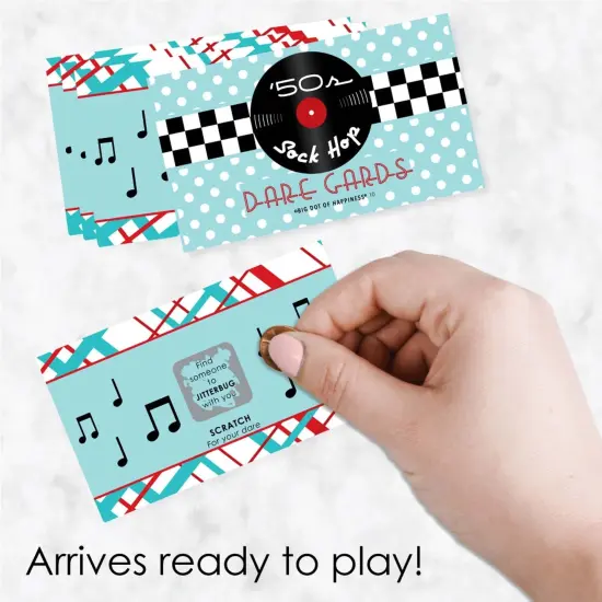 Big Dot of Happiness 50's Sock Hop - 1950s Rock N Roll Party Game Scratch Off Dare Cards - 22 Count {3}