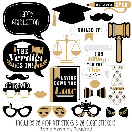 Big Dot of Happiness Law School Grad - Future Lawyer Graduation Party Photo Booth Props Kit - 20 Count {3}