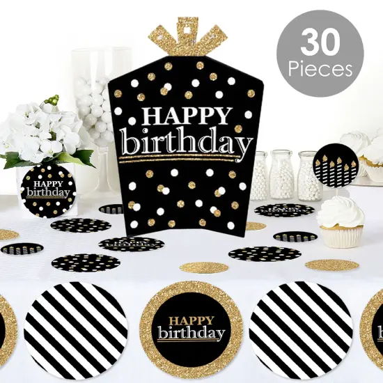 Big Dot of Happiness Adult Happy Birthday - Gold - Birthday Party Decor and Confetti - Terrific Table Centerpiece Kit - Set of 30 {3}